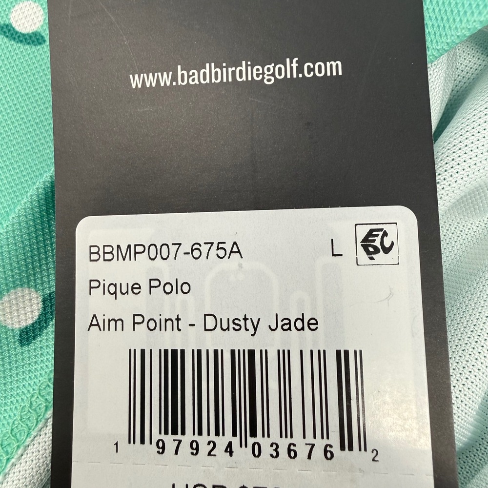 Bad Birdie Men's Aim Point Dusty Jade Pique Polo Golf‎ Shirt Size Large NEW - Picture 4 of 8
